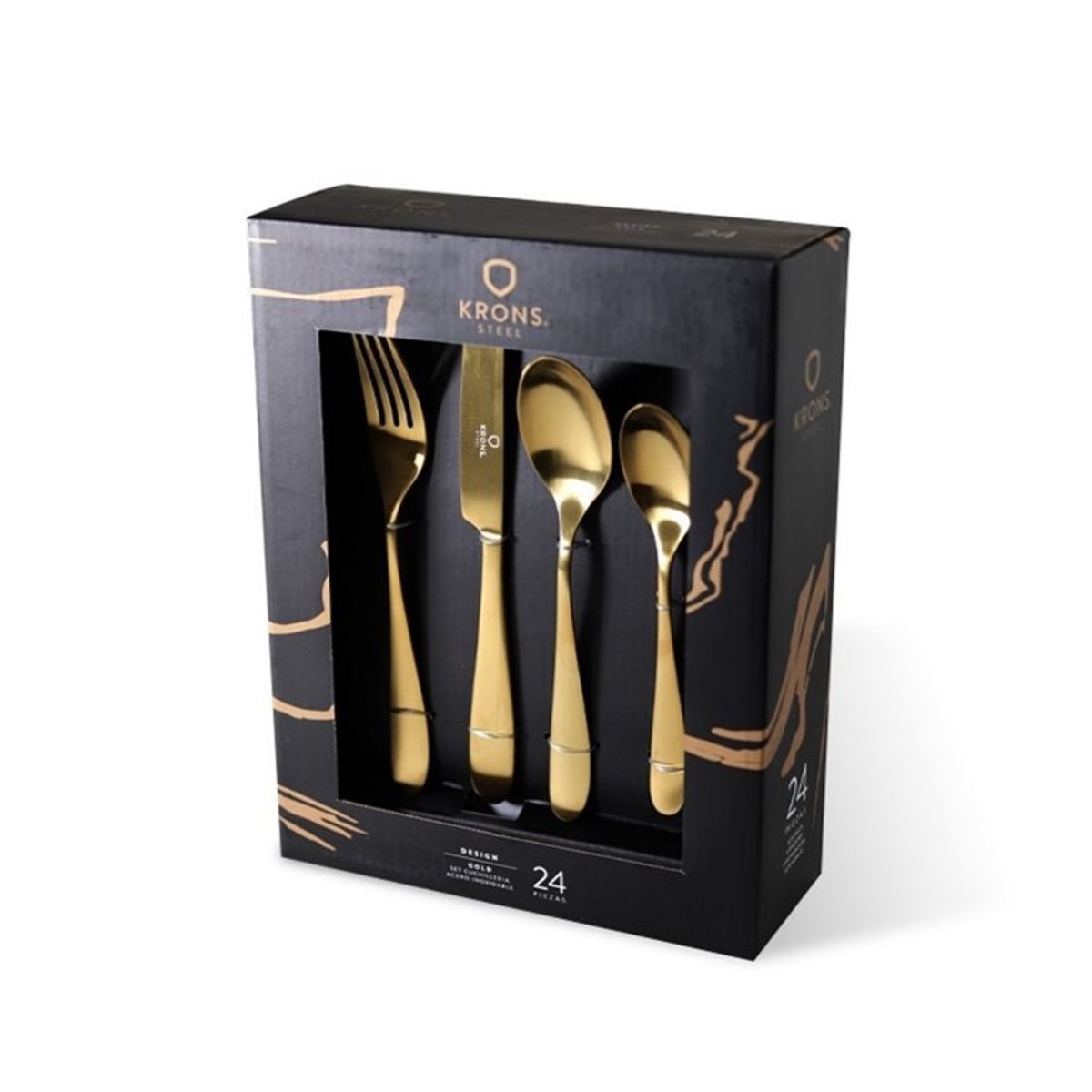 KRONS - Set de cuchillería 24 piezas gold Krons