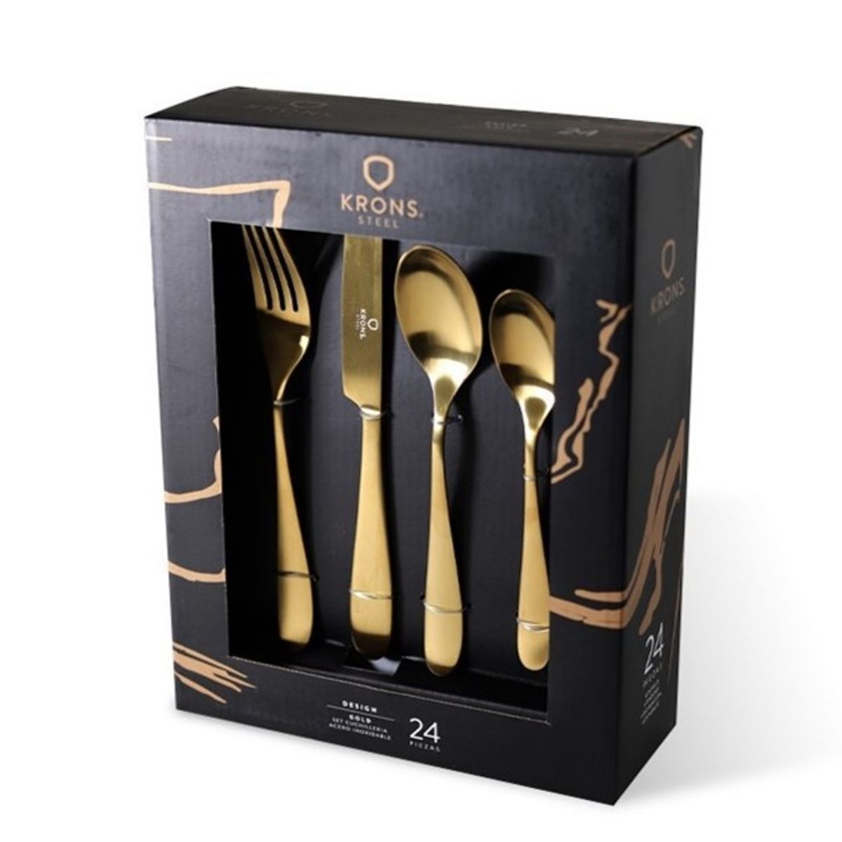 KRONS - Set de cuchillería 24 piezas gold Krons