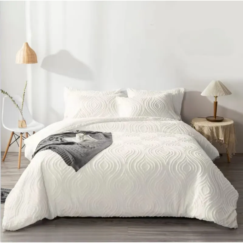 GENERICO - Cubrecama Premium de Algodón con Relieve King Color Blanco