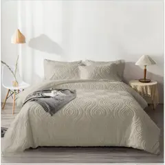 GENERICO - Cubrecama Premium de Algodón con Relieve 2 plazas Color Beige