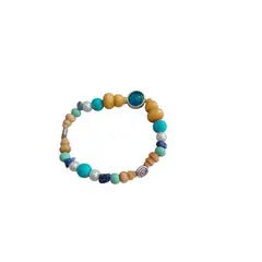 GENERICO - Pulsera piedra natural turqueza perlas y madera