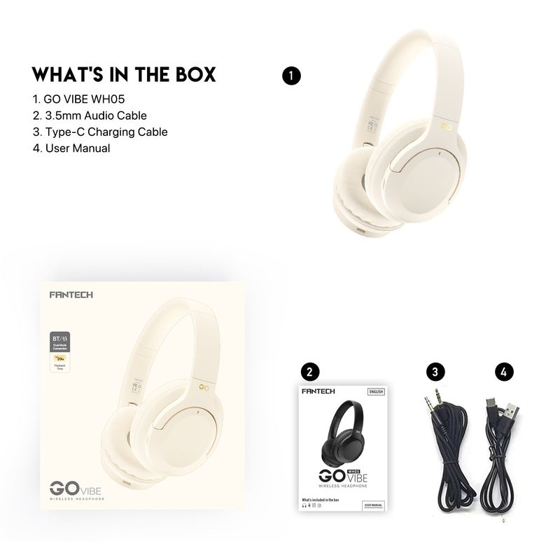 FANTECH - Audífonos FANTECH WH05 GO Vibe Beige