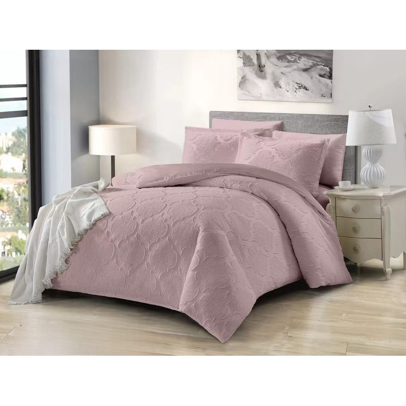 GENERICO - Cubrecama Premium de Algodón con Relieve 2 plazas Color Rosado