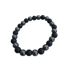 GENERICO - Pulsera piedra agata negra mate y hematita_.