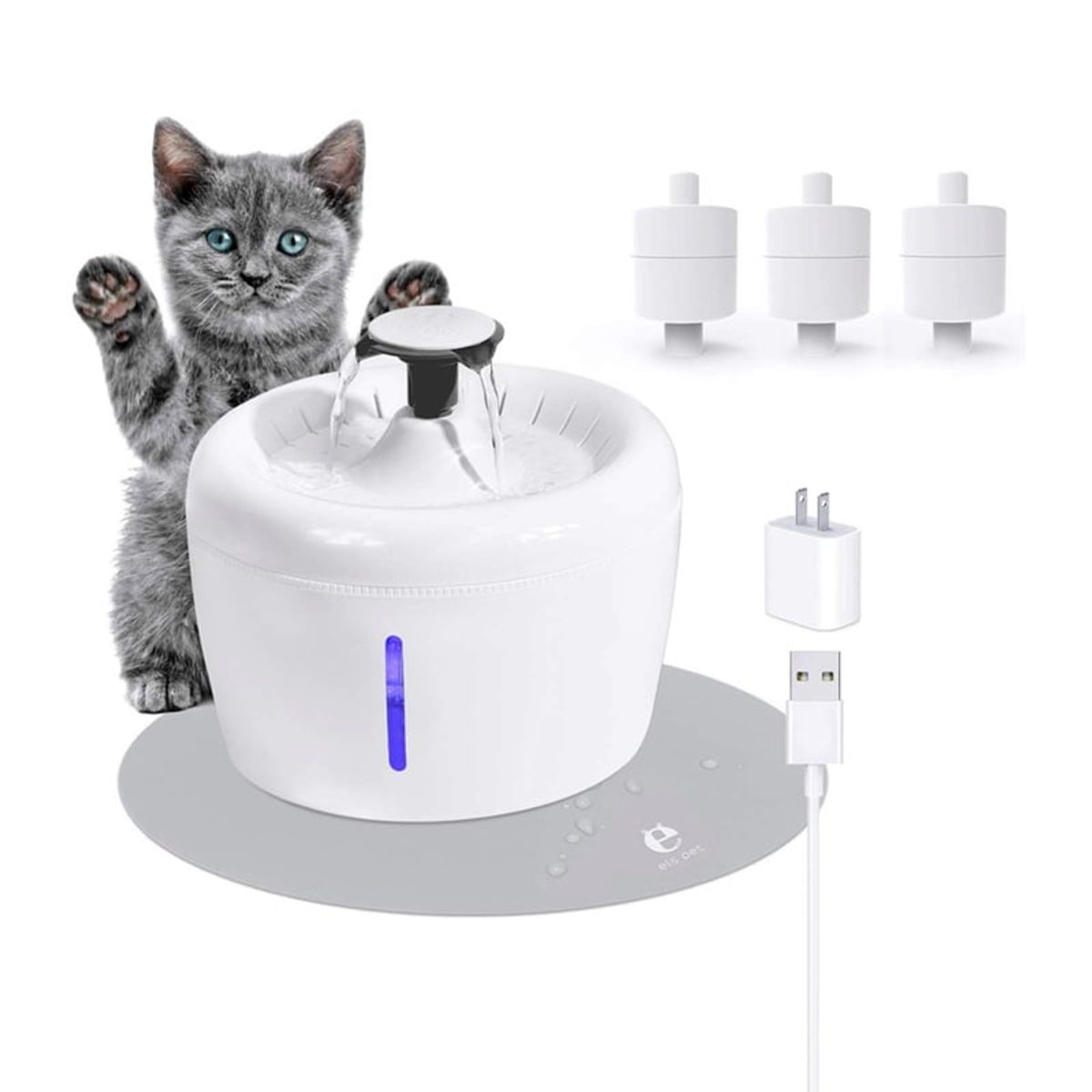 ELS PET - ELS PET fuente de agua para mascotas silenciosa de 2,5 L