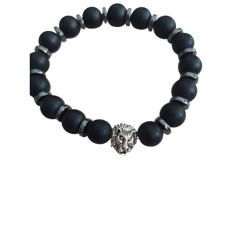 GENERICO - Pulsera piedra agata negra mate y hematita