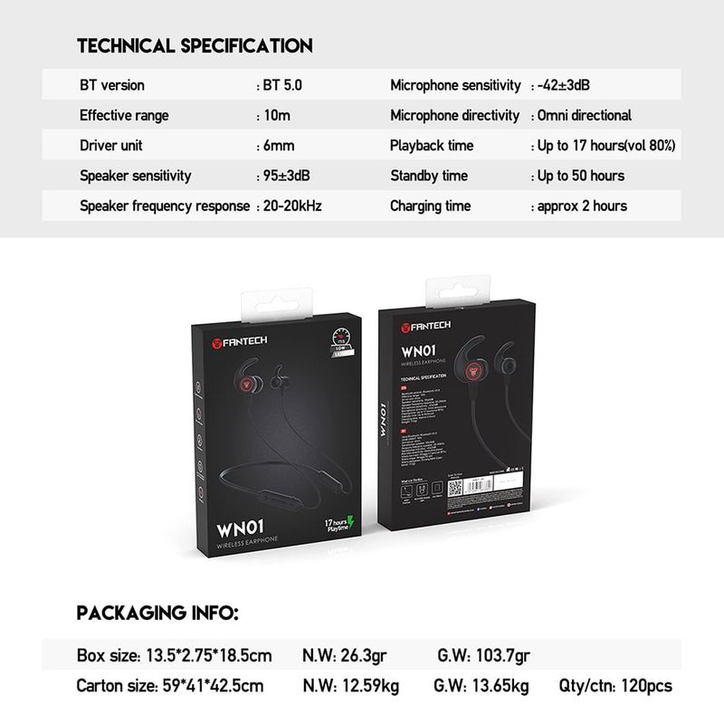 FANTECH - Audífonos FANTECH WN01 Wireless In-Ear