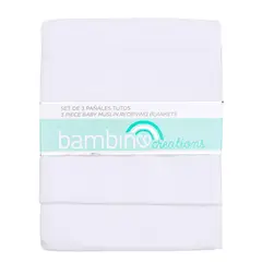 BAMBINO - Pack 3 Pañales Tuto 100% Algodón Liso Blanco