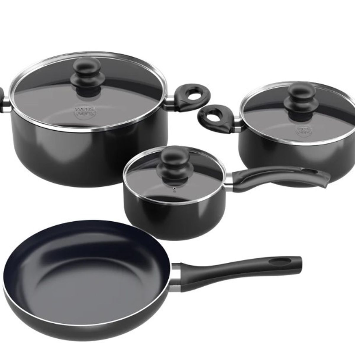 WENS - BATERIA DE COCINA 7 PZ ALUMINIO PRENSADO FIRENZE NEGRO