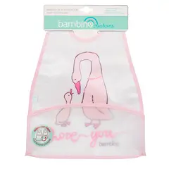BAMBINO - Babero de Alimentación Impermeable PEVA Rosa Gansos