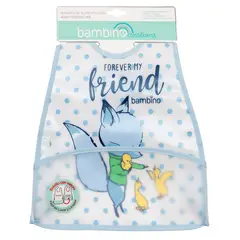 BAMBINO - Babero de Alimentación Impermeable PEVA Celeste Zorro