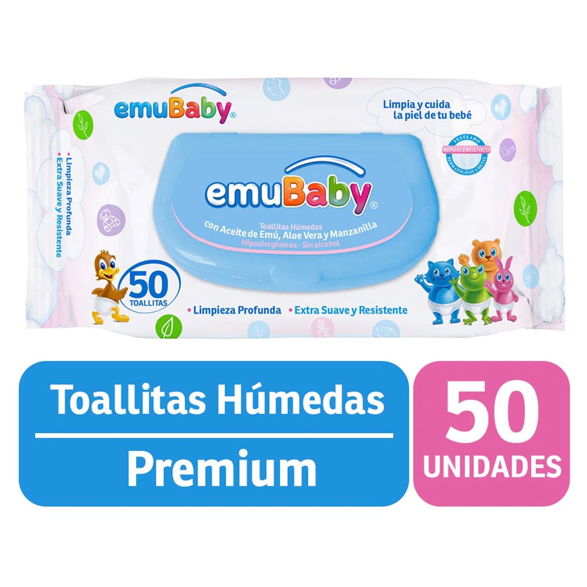EMUWIPES - Toallitas Húmedas Emuwipes Premium 50 Un