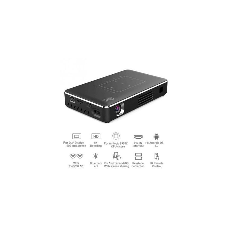 OEM Proyector REAL TV P10 Mini 4K DLP Android 90 WiFi Bluetooth 40 portátil