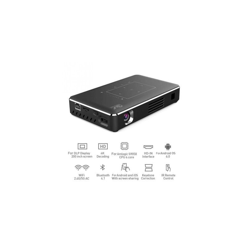 OEM - Proyector REAL TV P10 Mini 4K DLP Android 90 WiFi Bluetooth 40 portátil
