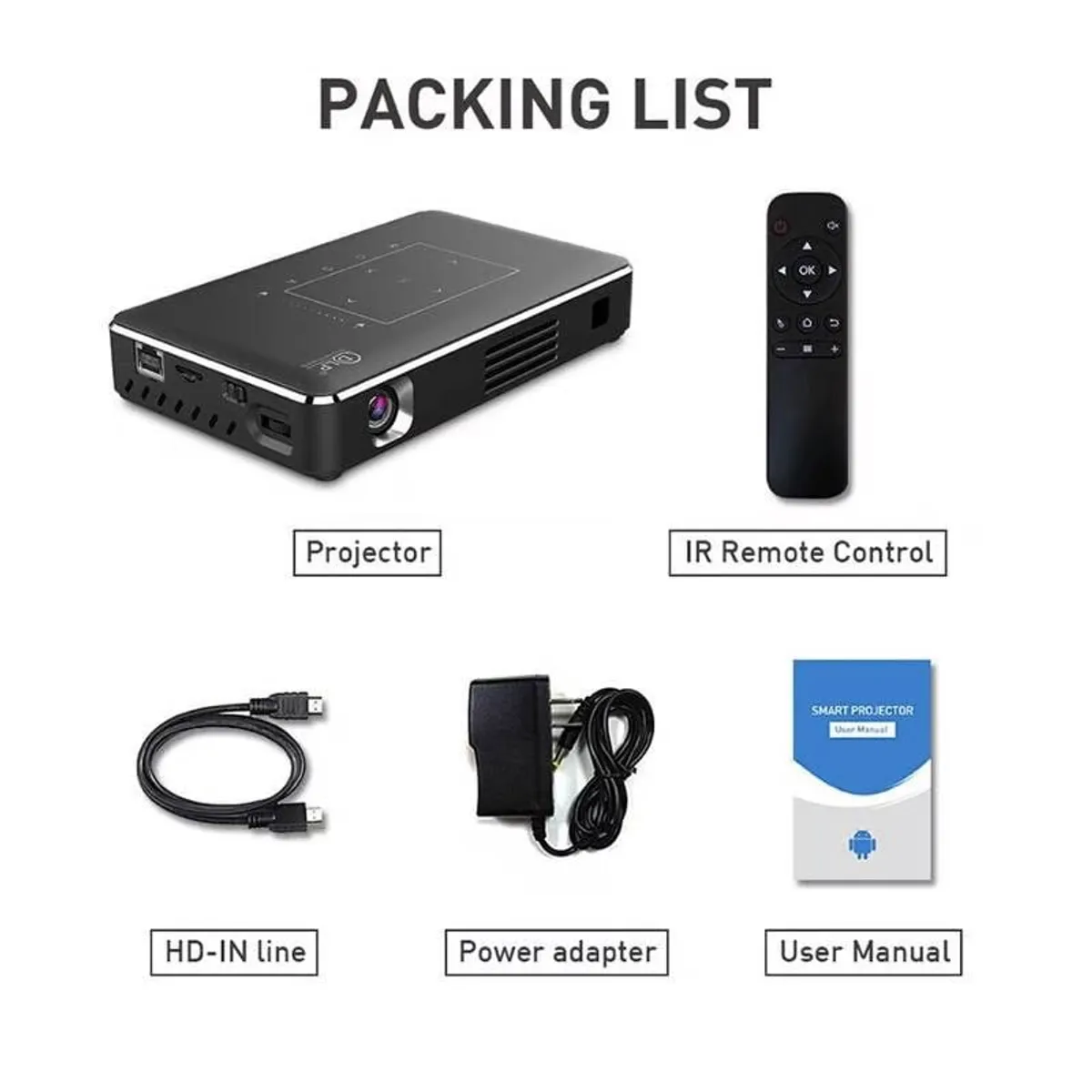 OEM - Proyector REAL TV P10 Mini 4K DLP Android 90 WiFi Bluetooth 40 portátil