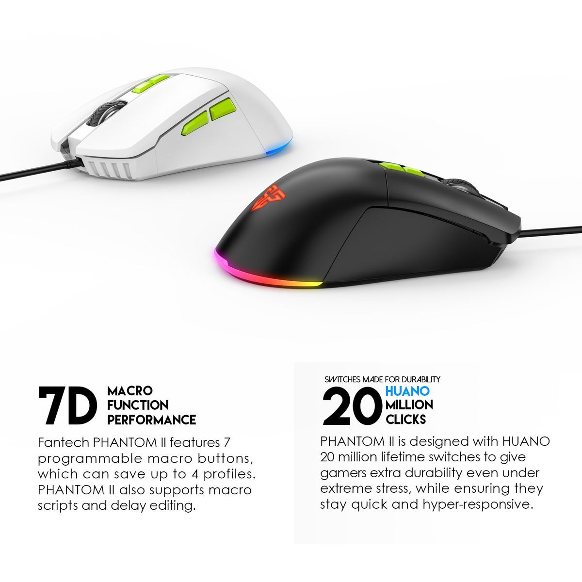 FANTECH - Mouse Fantech Phantom II VX6 RGB Precision Blanco