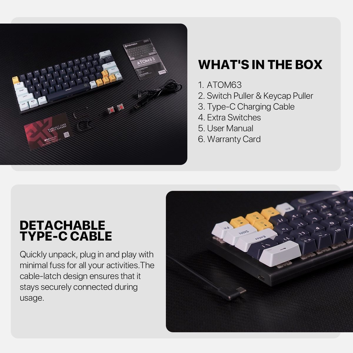 FANTECH - Teclado FANTECH ATOM63 MK874V2 - 60% RGB Switches Blue  USA