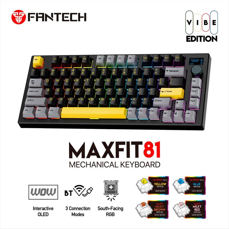 FANTECH - Teclado FANTECH MK910 MAXFIT81 VIBE OLED Milky Red Switches  USA