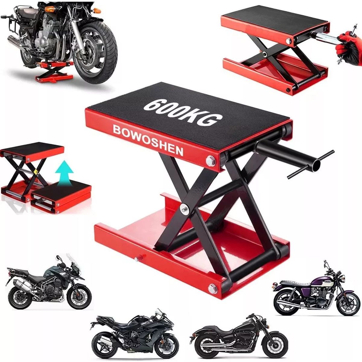 MUNDO MAGIA - Gato Mecanico Elevador Para Moto 1100lbs Alto 85mm-340mm