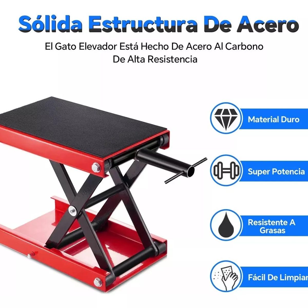 MUNDO MAGIA - Gato Mecanico Elevador Para Moto 1100lbs Alto 85mm-340mm