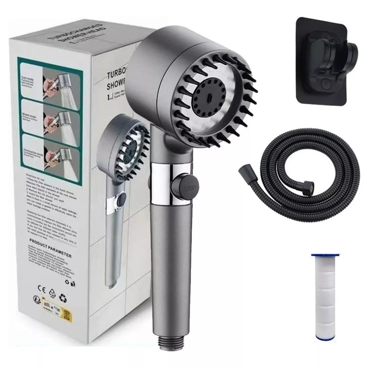 MUNDO MAGIA - Kit Cabezal Para Ducha Telefono Alta Presion 15mt Manguera