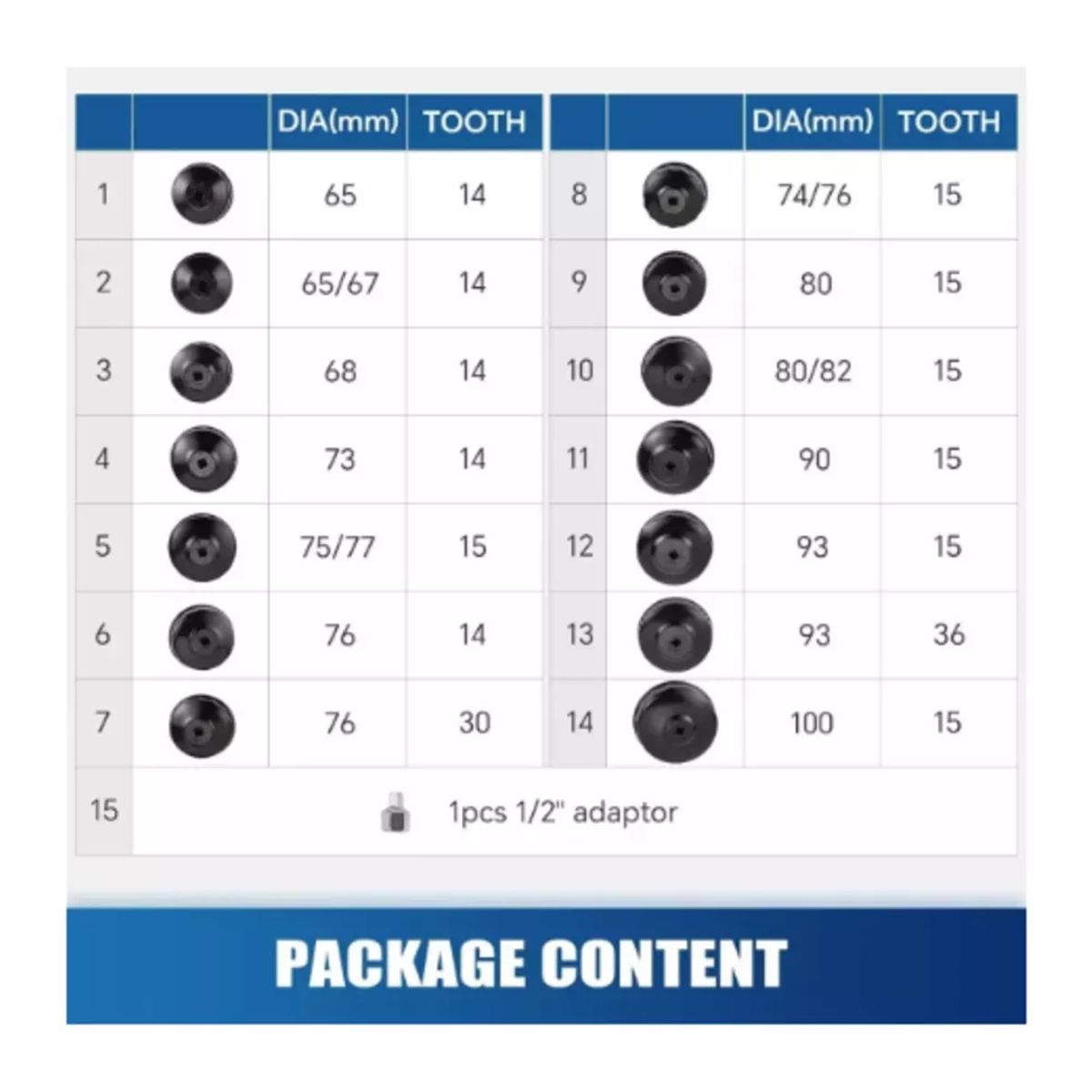 MUNDO MAGIA - Set Saca Copas Saca Filtro Universal Aceite Llave 14pc