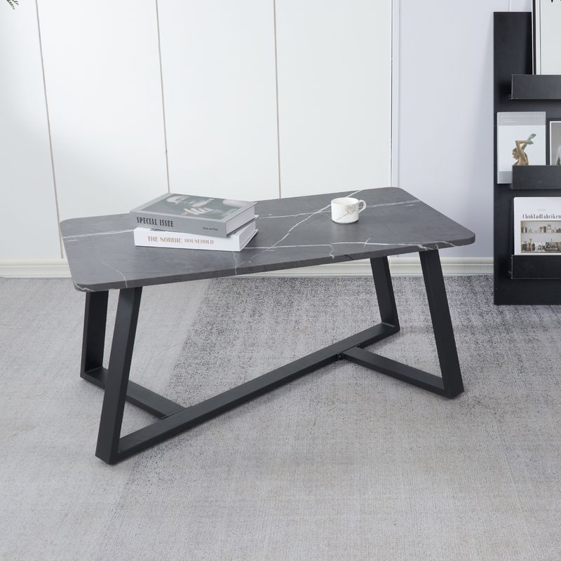 GENERICO - Mesa de centro marmol MDF Gris 100×50