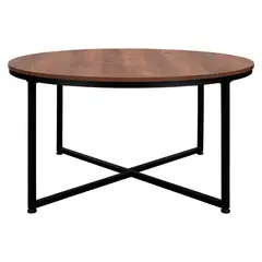 GENERICO - Mesa de Centro 80cm Redonda - Madera Oscura.