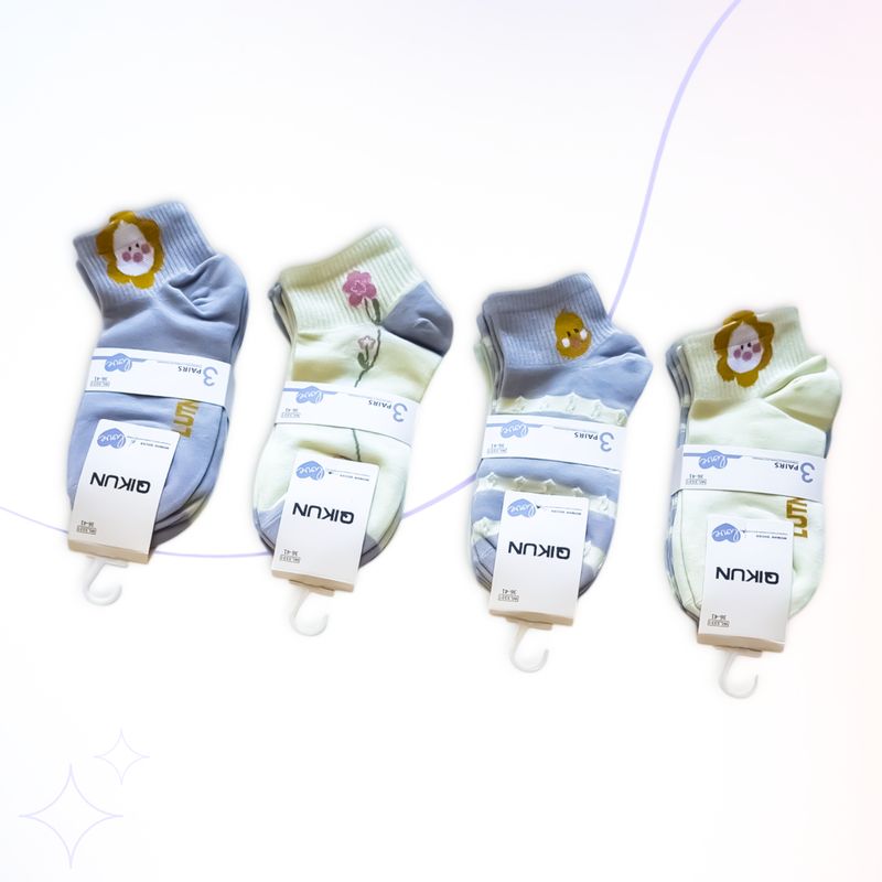 QIKUN - Calcetas Calcetines Medias Tobillera Algodon Mujer