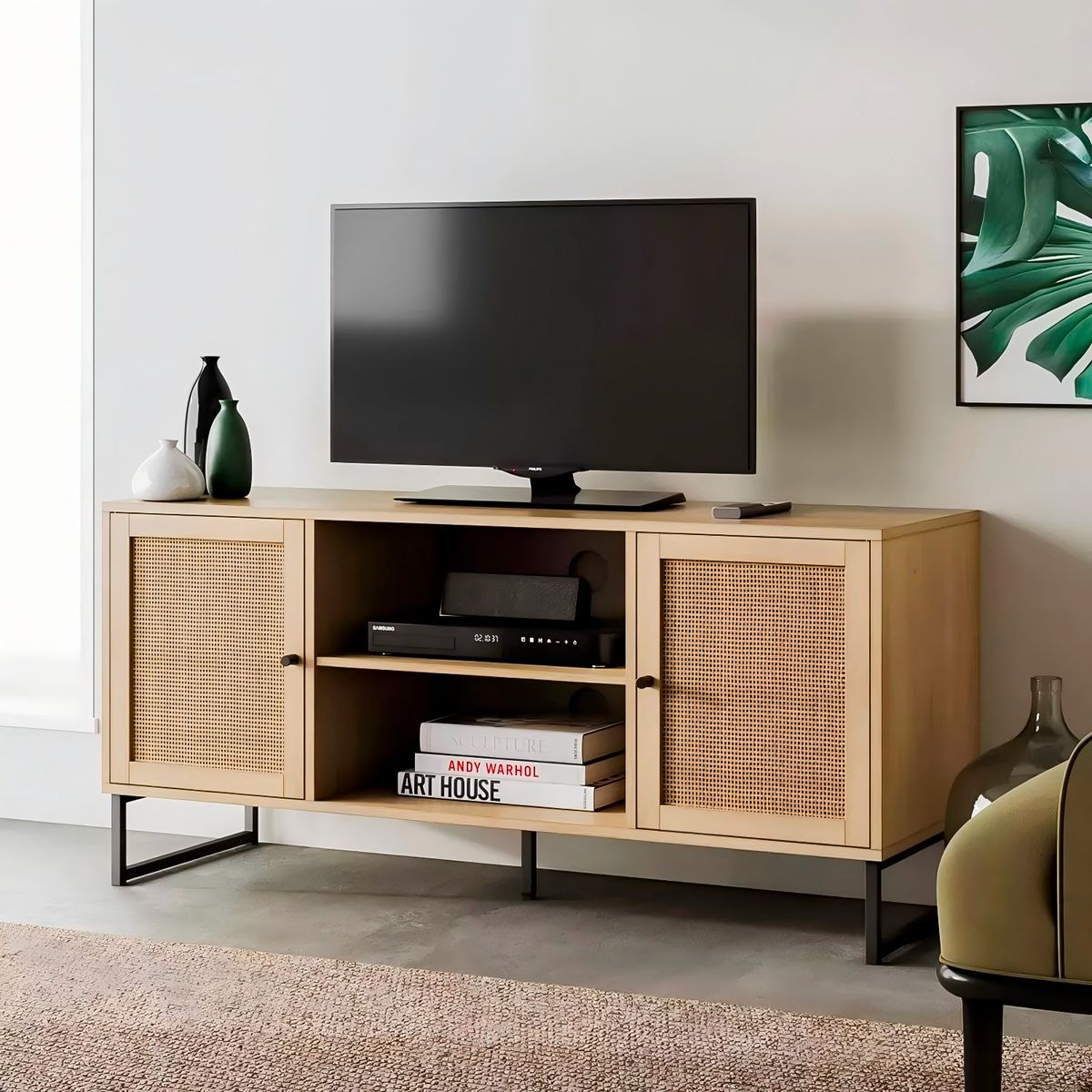 GENERICO - Rack de TV o Buffet Rattan Rustico Dos Puertas