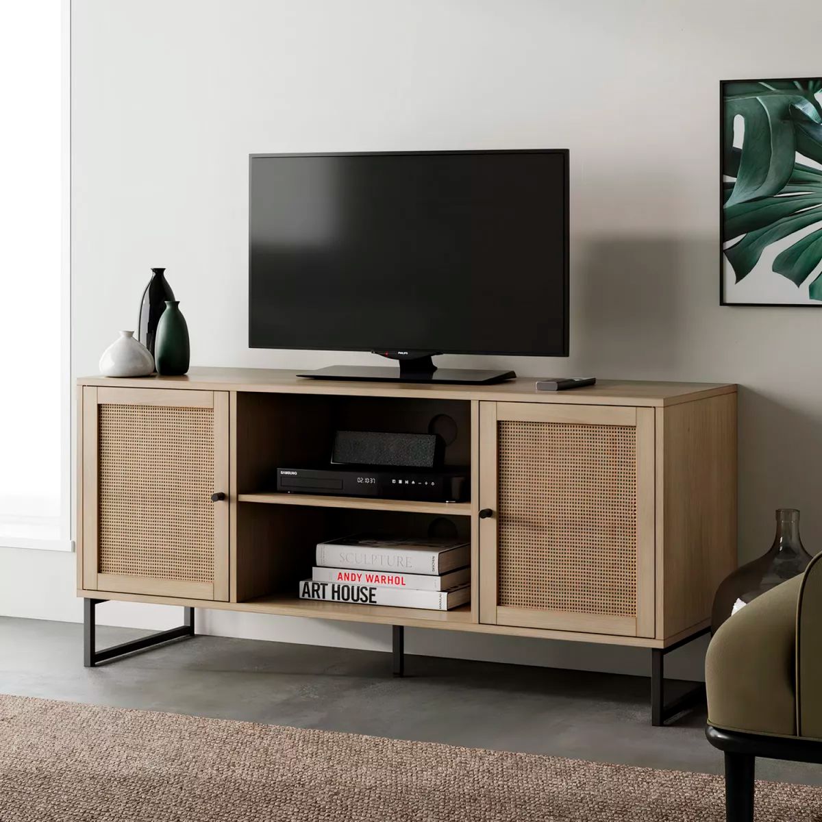 GENERICO - Rack de TV o Buffet Rattan Rustico Dos Puertas