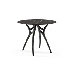 ROCA NEGRA - Mesa Ivy Redonda Ø77 Mármol Negro Base Negra