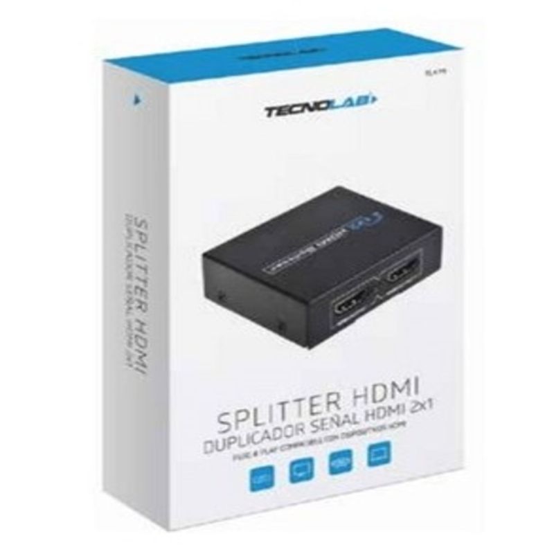 TECNOLAB - SPLITTER HDMI 1X2 ACTIVO 2 SALIDAS 1080P METAL TECNOLAB TL479