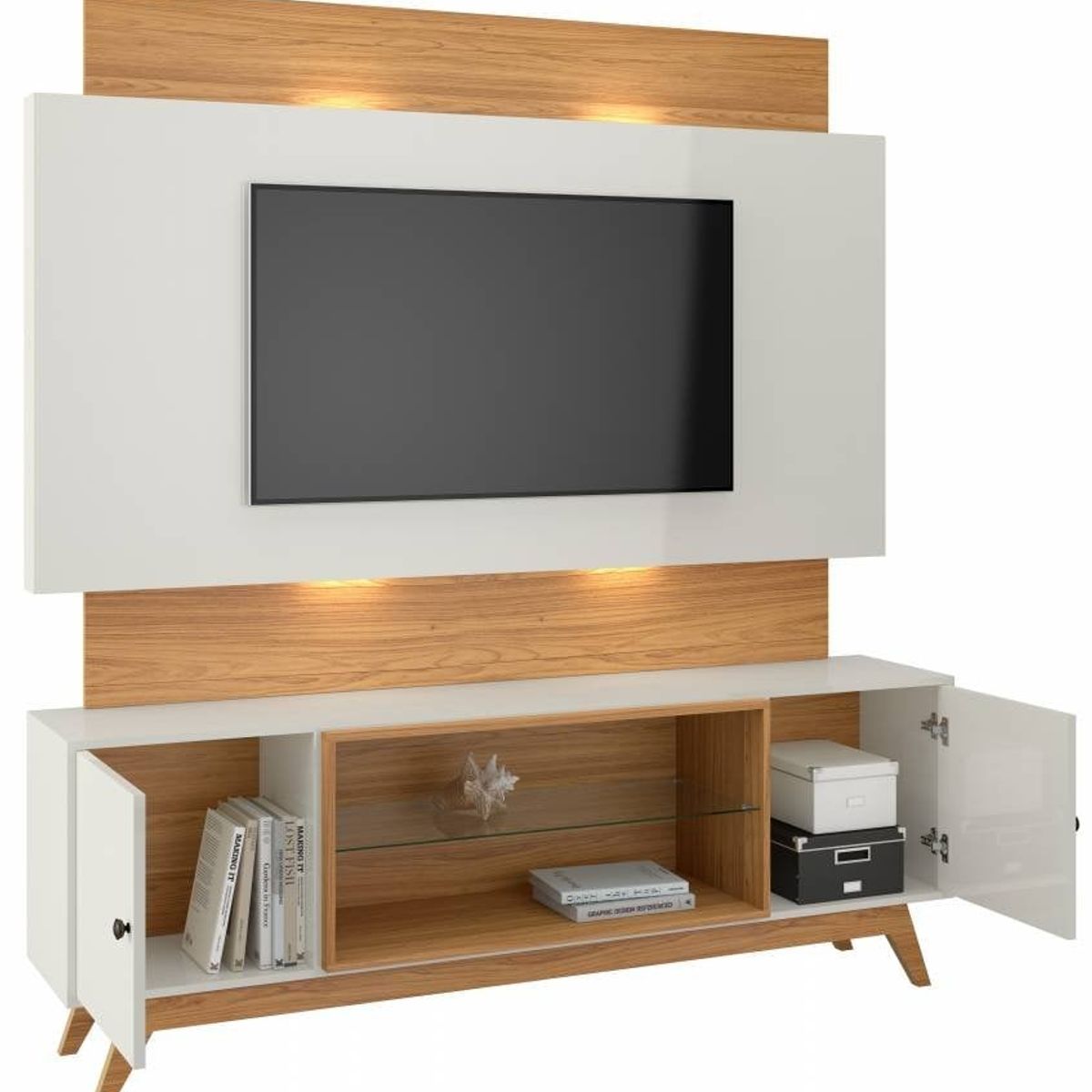 PRADEL - Estante Panel 2 Cajones TV Capacidad 65 Pulgadas 180Cm