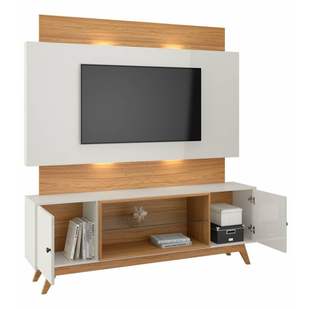 PRADEL - Estante Panel 2 Cajones TV Capacidad 65 Pulgadas 180Cm