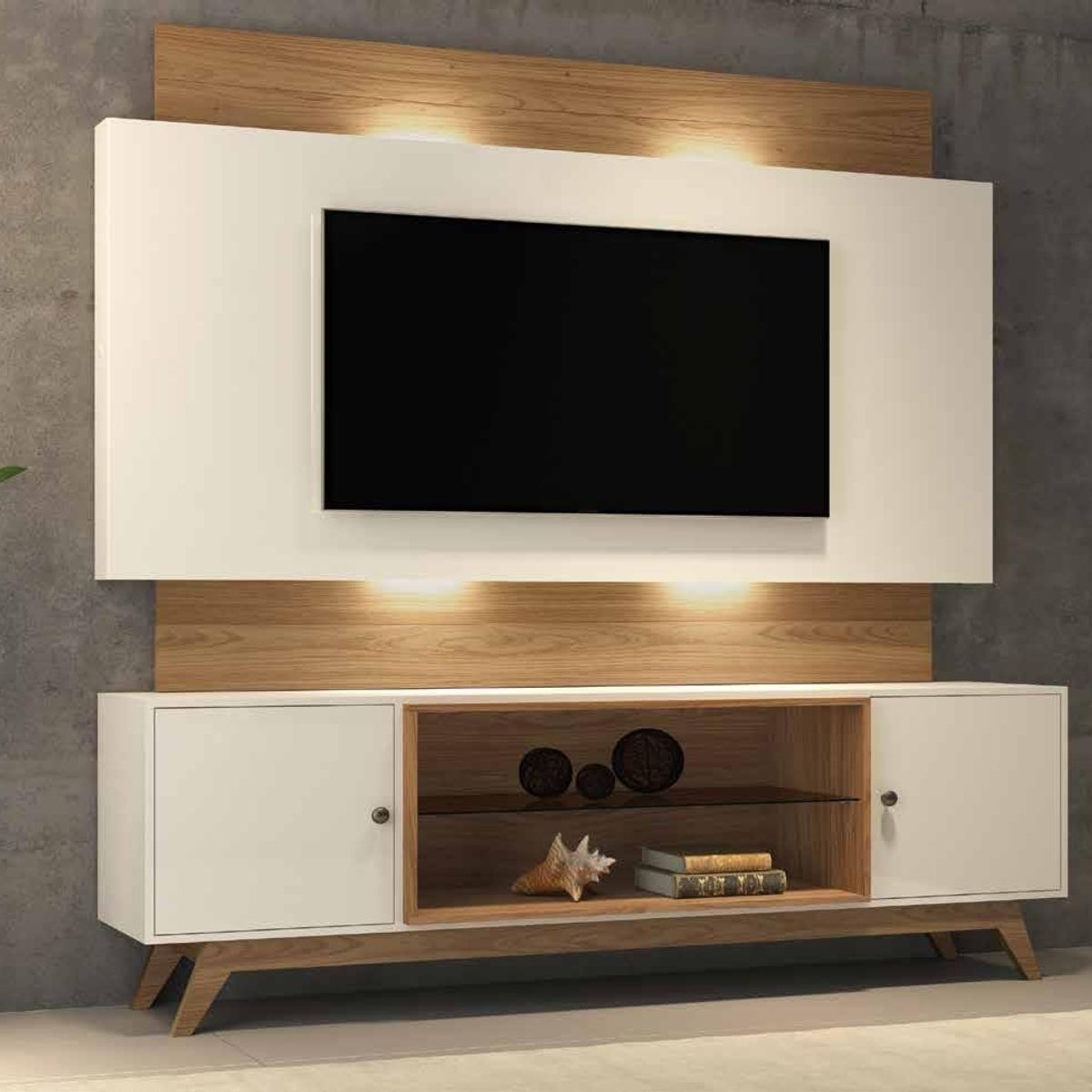 PRADEL - Estante Panel 2 Cajones TV Capacidad 65 Pulgadas 180Cm