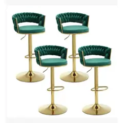 CORI CORI - Pack 4 Taburetes Queen Velvet Gold Verde