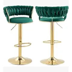 CORI CORI - Pack 2 Taburetes Queen Velvet Gold Verde