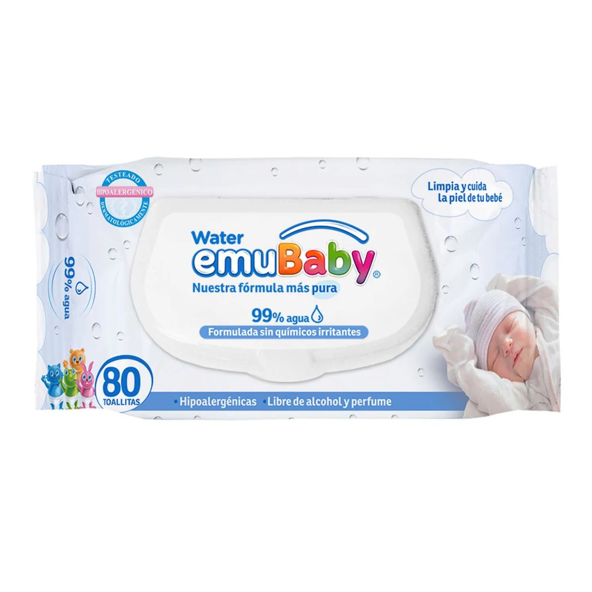 EMUWIPES - Toallitas Húmedas Emuwipes Water 80 Un Tapa