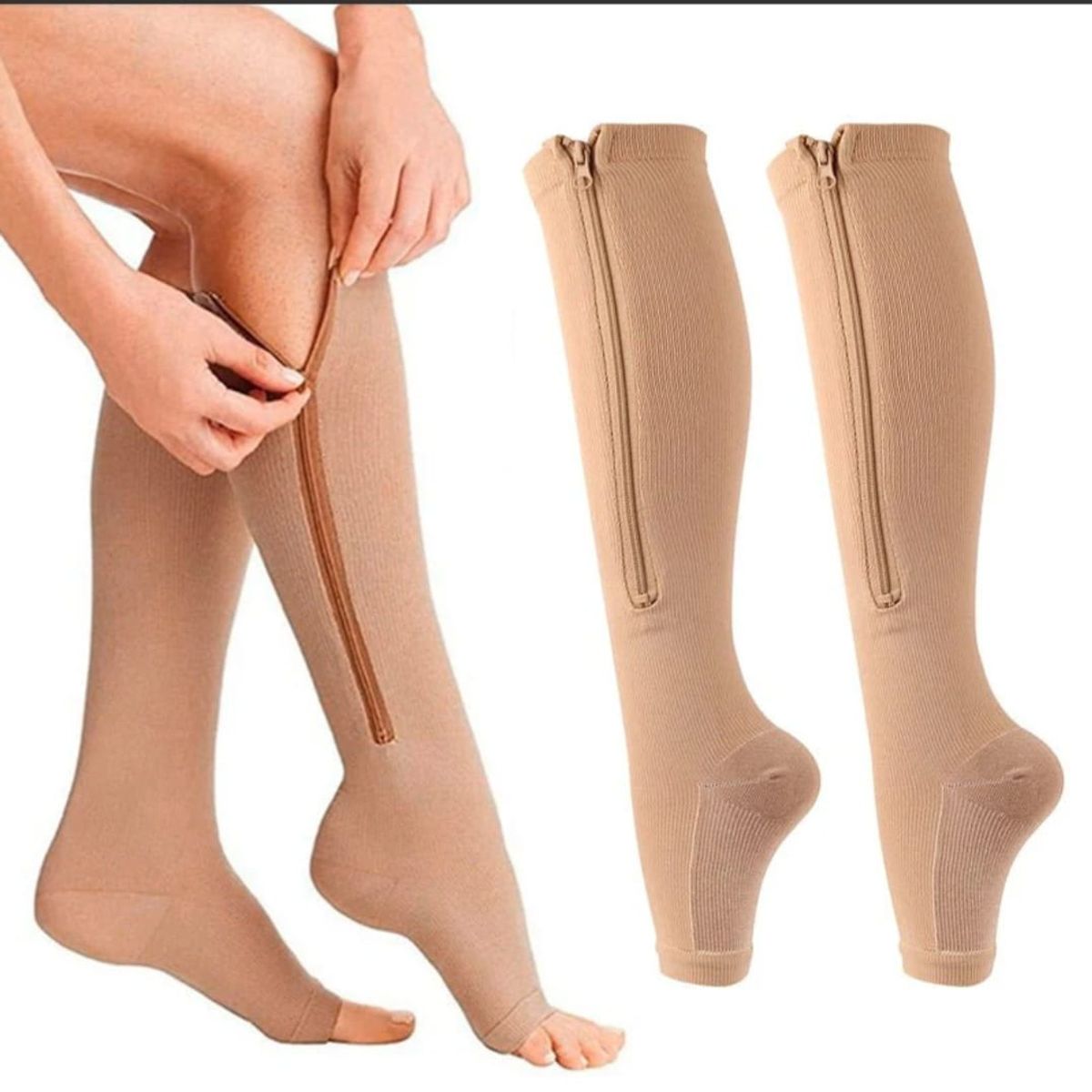 GENERICO - Calcetines de Compresión Alivia Varices Y Circulación SM 35-39 Beige