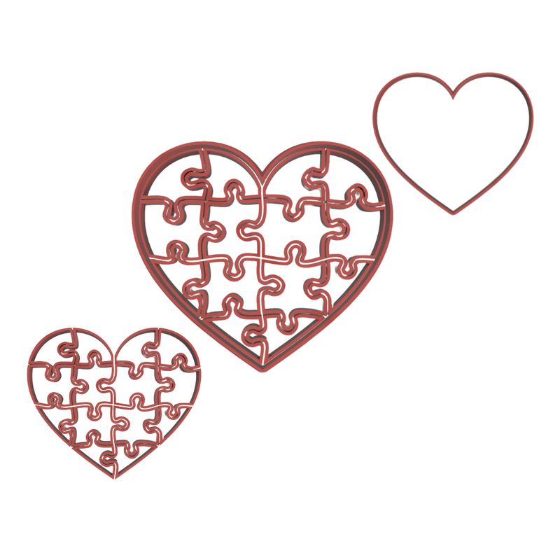 GENERICO - Set 15 Cortadores de Galletas de Corazón Puzle  Valentín 10CM  #1