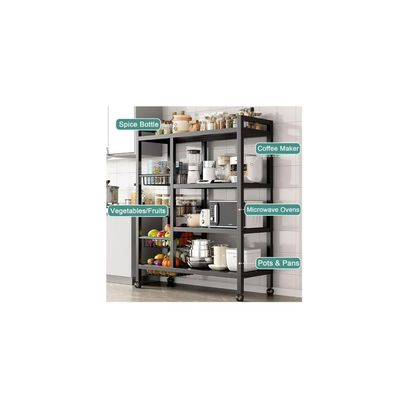 Imagen 2 del producto Estante 4 niveles con cesta ruedas 360° estantes ajustables