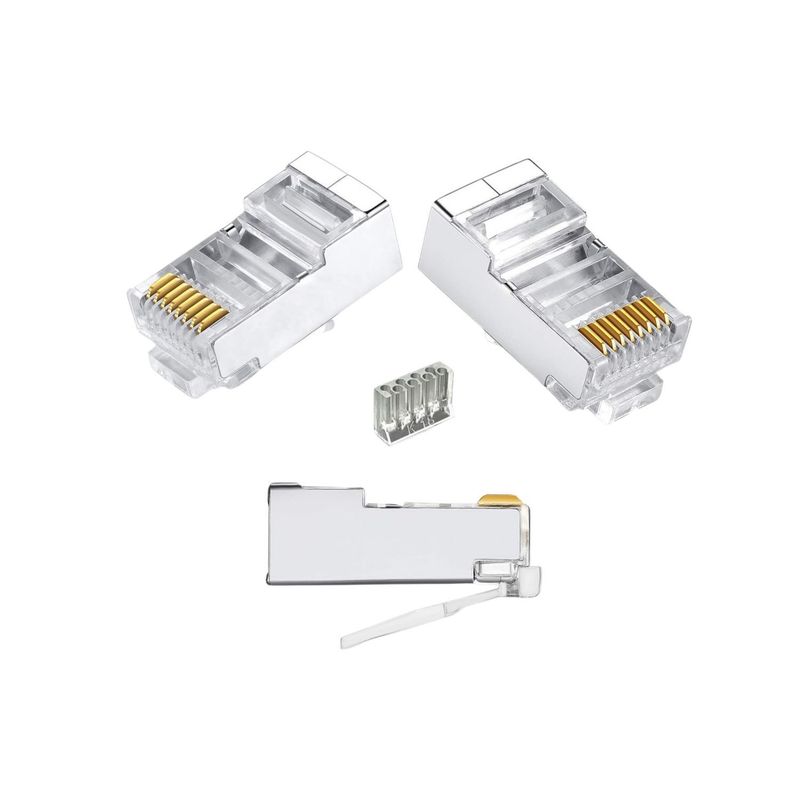 GENERICO - Pack 5 Conectores Rj45 Cat 6 Macho Ftp Blindado 2 Piezas