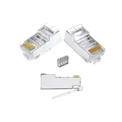 GENERICO - Pack 5 Conectores Rj45 Cat 6 Macho Ftp Blindado 2 Piezas