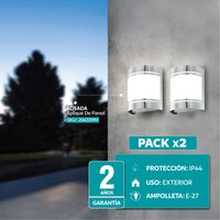 Packx2 Aplique Exterior Acero E27 2x40w Ip44 Cod206339M
