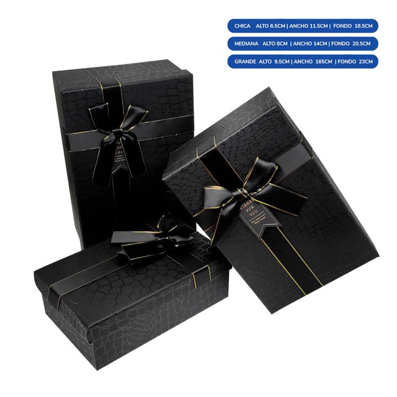 GENERICO - CAJA RECTANGULAR TRIPLE PRINT NEGRO X1UNI