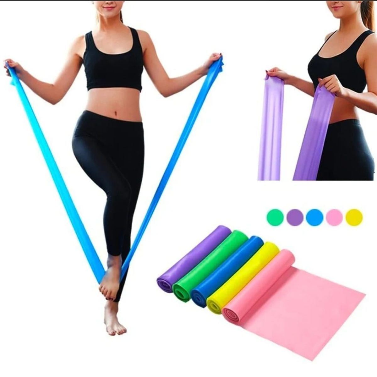 Banda Elástica De Resistencia Para Pilates Yoga Rosado, marca GENERICO - Foto 2