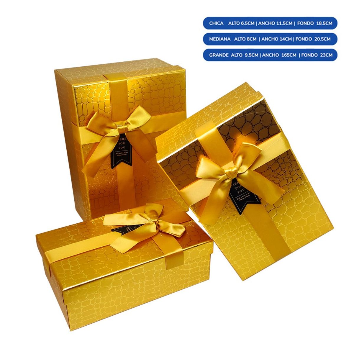 GENERICO - CAJA RECTANGULAR TRIPLE PRINT DORADO X1UNI