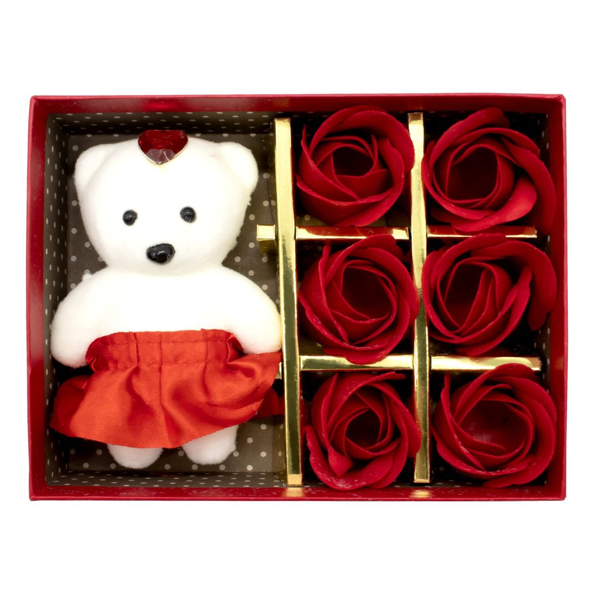 GENERICO - CAJITA RECTANGULAR 15X11.5.4.5CM 6 TE AMO 6 ROSA OSITO ROJO