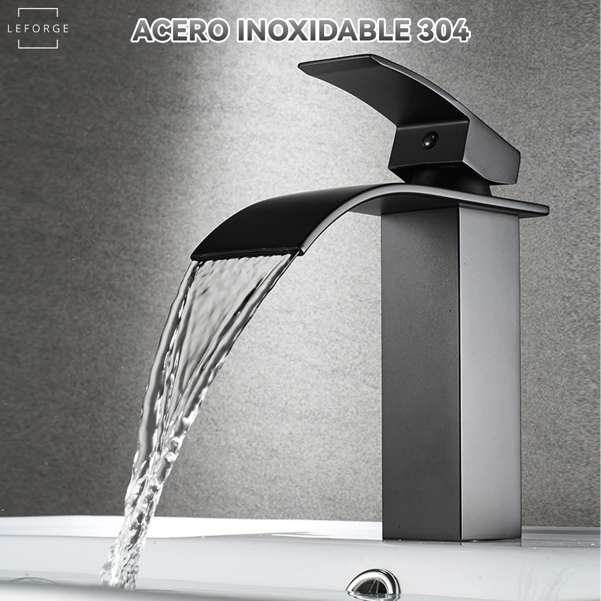 LEFORGE - Llave Monomando Lavamanos Grifería Baño Cascada Acero Inoxidable 304